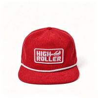 Casquette de baseball en velours côtelé de haute qualité, personnalisable, 5 panneaux, réglable, pour le sport et l'extérieur, avec logo brodé 3D, style urbain