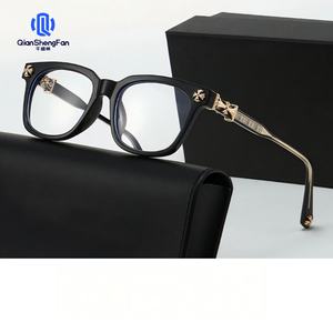 新しい軽量ブルーライトカットフラットレンズレトロプレーンフェイススリムブラックフレームサングラス（アウトドア用） - Product Image 2