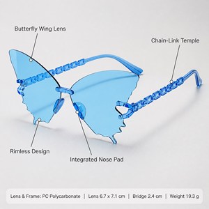 Lunettes de soleil papillon en gros, colorées, tendance, grandes montures translucides pour femmes, idéales pour les cadeaux de fête - Product Image 2