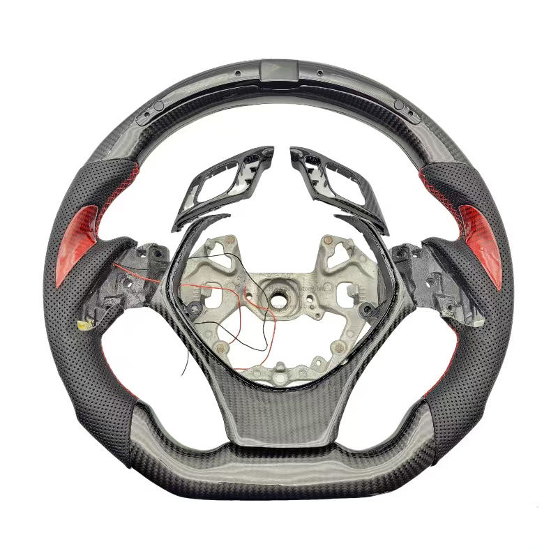 carbon fiber+led+perforated leather