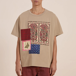 Camiseta de ocio personalizada PATCHWORK para hombre, marca <span class=keywords><strong>Lucky</strong></span>, manga corta, cuello redondo, ajustada, musculosa, 100% algodón, uso diario, ajuste holgado - Product Image 3