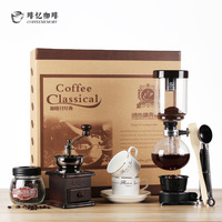 Coffret Cadeau Cafetière Siphon Style Européen – Kit de Préparation Manuelle du Café en Verre avec Moulin Intégré pour la Maison