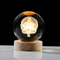 Personal isierte Kristall kugel dekorative Glaskugel 3d menschliches Gehirn Modell Laser Kristall kugel für Geburtstags feiertags geschenke