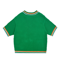 Polo tricoté en maille de coton à manches courtes pour homme, style cardigan, ajouré, pour l'été et la plage, avec logo personnalisé