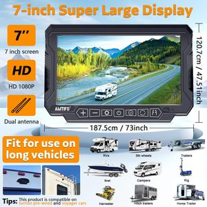 7'' <strong>Solar</strong> Wireless Backup <strong>Camera</strong> System, 2 Magnetic IP6gk Waterproof Cameras, Install-Free Monitor For Truck Trailer RV