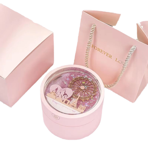 Collar con Colgante Romántico de Rueda de la Fortuna con Purpurina y Escena de Arena Movediza para el Día de San Valentín, Caja de Joyería de Cuero con Luz LED - Product Image 4