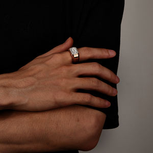 Wholesale Bulk Statement Rose Gold Plated baguette Diamond 925 Sterling Silver <strong>Moissanite</strong> <strong>Men's</strong> <strong>Ring</strong> - Product Image 5