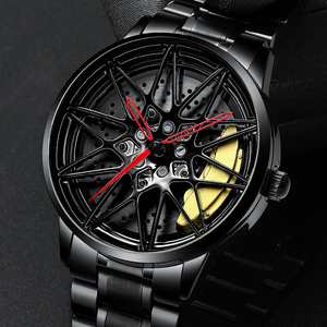 Reloj de Pulsera de Cuarzo para Hombre SVJ 2032, Diseño Deportivo con Esfera de Cuero, Inspirado en Llantas de Auto, Estilo Lujoso y Deportivo - Product Image 3