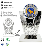 Trophée d'entreprise personnalisé en gros, récompense créative en chrome avec disque gravé, coupe en métal pour performance d'excellence, idéal comme cadeau d'affaires