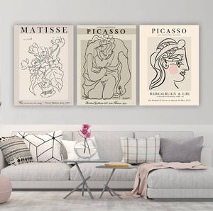 Peinture sur toile d'art linéaire bohème moderne, affiches de portraits inspirées de Matisse et de <span class=keywords><strong>Picasso</strong></span>, art mural pour la décoration de la chambre à coucher et du salon - Product Image 2