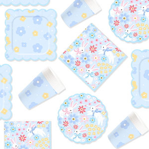 DAMAI - Juego de Vajilla Desechable con Diseño de Flores Silvestres para Fiestas Temáticas de Primavera, Platos y Servilletas de Papel para Bodas y Pascua - Product Image 4