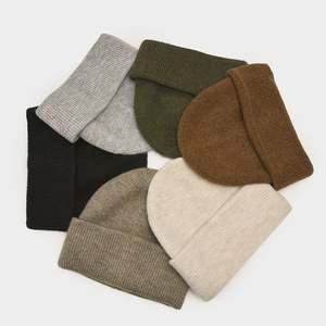 <b>Extra</b> <b>Large</b> Winter Soft Thick Solid Color Custom Label Fashion Beanie for Women Men Single-cuff Wool Blend Beanie - Product Image 1