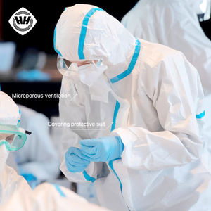 CE 하이 퀄리티 일회용 보호 전체 허베이 Haixin 의학 보호 옷 PP hazmat 블루 바지 세트 도매 - Product Image 1