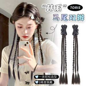 ต่อผมหางม้าถักเปียคู่แบบโทริส สไตล์ Y2K ที่ดูสมจริง ทำด้วยมือด้วยลวดทนความร้อนสูงเพื่อการจัดแต่งทรงผมที่ง่ายดาย - Product Image 1