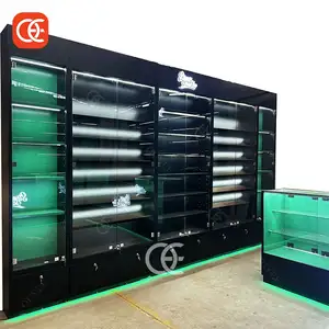 Smoke Shop Display Cases Smoke Shops Supplies Tobacco Showcase Led Glass Shelf Cabinet Display Case Lights Hookah Shop