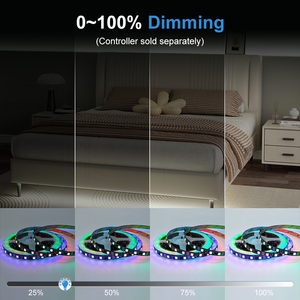 Tira <span class=keywords><strong>de</strong></span> LED ESann RGBIC Dinámica <span class=keywords><strong>de</strong></span> Color <span class=keywords><strong>de</strong></span> Ensueño, DC12V/24V, Ws2811, SMD5050, 60leds/m, 10MM, PCB Negro, Pixel direccionable - Product Image 6