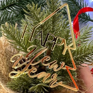 Adorno de Pastel de Acrílico de Lujo Reutilizable con Espejo Dorado y Plateado para Decoraciones de Fiesta de Navidad, Feliz Navidad, Feliz Año Nuevo - Product Image 4