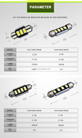 Ampoules LED Canbus JIACHI C5W 31/36/36/39mm pour intérieur, plafonnier, boîte à gants, éclairage de plaque d'immatriculation, plafonnier de toit 12VDC Plug-and-Play