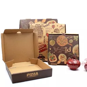 Caja de embalaje de pizza de diseño libre Caja de pizza de tamaño impreso personalizado corrugado de flauta de grado alimenticio para embalaje de pizza para llevar