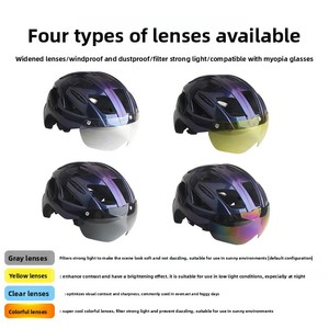 Casque de vélo PC EPS avec lentille magnétique, pour adulte, vélo de route, VTT, coupe-vent, respirant, design monobloc, protection contre les chocs, demi-coque - Product Image 6