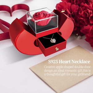 Nouvelle impression personnalisée fleurs préservées Rose en forme de coeur rouge bague de fiançailles boîte pour proposition promesse saint valentin - Product Image 4