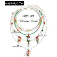 Collier unisexe européen et américain en alliage de zinc plaqué or 18 carats, imitation perle, pendentif créatif bonhomme de neige et cloche, cadeau de Noël