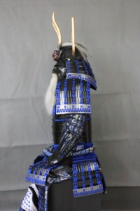 Armure de samouraï japonaise portable bleue avec lacets, masque Okegawa <span class=keywords><strong>Do</strong></span> Yoroi Menpo, armure intégrale en fer, modèle découpé pour personnage de film/télévision - Product Image 5