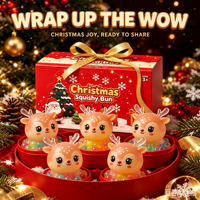 Weihnachtliches Squishy-Hasen-Elch-Weihnachtsbrötchen-Quetschspielzeug, weiches Stressabbau-Fidget-Spielzeug, Weihnachtsdeko-Geschenk, Kinder-Feiertagsparty-Geschenk