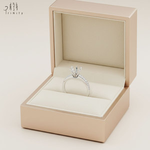 Anillo de compromiso de diseño clásico de alta gama en oro blanco macizo de 18 quilates con diamantes naturales auténticos, semimontura, para mujer, anillo de boda. - Product Image 4