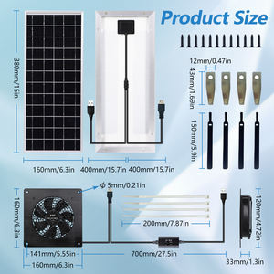 Ventilateur solaire 5V USB ventilateur solaire pour poulailler ventilateur d'extraction solaire à 3 vitesses pour hangar maison pour animaux de compagnie - Product Image 2