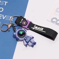 Haute qualité 3D Anime caoutchouc porte-clés pendentif en gros dessin animé astronaute porte-clés pour cadeaux