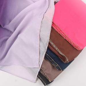 ผ้าคลุมไหล่ผู้หญิงมุสลิมสำหรับฤดูร้อน ผ้าชีฟองสีไล่ระดับประดับด้วยลูกปัดโลหะและหินสีน้ำ - Product Image 4