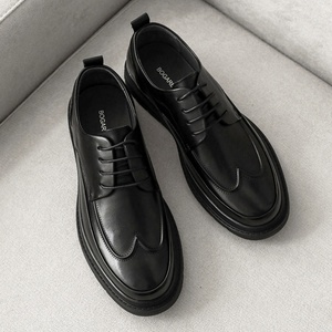 Chaussures pour hommes en cuir de vachette première couche, style Derby anglais, en cuir véritable, à bout rond et à lacets, pour le printemps - Product Image 3