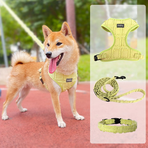 <span class=keywords><strong>Harnais</strong></span> pour chien personnalisé OEM, doux, très élastique, avec nœud en relief, ensemble <span class=keywords><strong>de</strong></span> 5 pièces avec collier, nœud et sac à déjections pour la promenade des Shiba Inu - Product Image 4