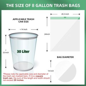 Trash Bag , Unscented Strong Drawstring Garbage Bag Fit 30 Litter Trash Can, for <b>Kitchen</b>, Bathroom, Bedroom, Office - Product Image 2