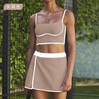 Ensemble de sport pour femme : débardeur color block à séchage rapide, soutien-gorge antichoc intégré, tenue de yoga très extensible pour l'été et l'entraînement