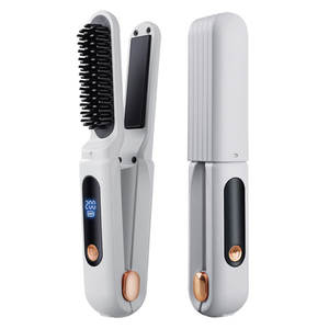 Pettine e Piastra <span class=keywords><strong>per</strong></span> <span class=keywords><strong>Capelli</strong></span> 2-in-1 Senza Fili, Denti in Acciaio Inox, Temperatura Regolabile, Alimentazione USB, <span class=keywords><strong>Spazzola</strong></span> Arricciacapelli da Viaggio - Product Image 1