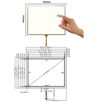 LCD 8" 1024*768 RTP USB / RS232 Interface AMT9556 Panel Sentuh Resistif 4 Kabel Layar Sentuh 8 Inci Tanpa Kontroler Sentuh
