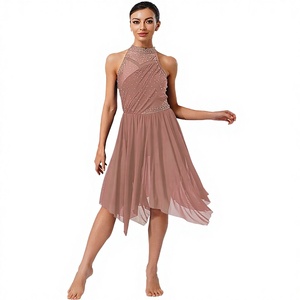 <b>Women</b> Lyrical Dance Costumes Stage Performance Ruffled <b>Skirt</b> Built-In Briefs Dance Dress Spandex/Polyester Puff Printing Dance - Product Image 3