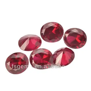 Atacado baixo custo gems 5 # cor oval forma faceta corte de boa qualidade sintético rubi vermelho corindo