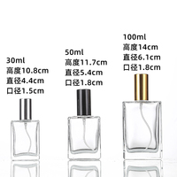 Bouteilles de parfum en verre de luxe personnalisées Cube carré de 30ml 50ml 100ml Tailles transparentes 100ml Produit du fabricant