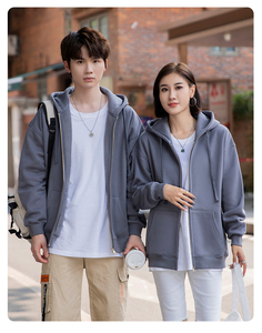เสื้อฮู้ดซิปแบบยูนิเซ็กส์ สีฟ้าอ่อน ทรงปกติ ผ้าฝ้ายฟลีซ สวมใส่สบายๆ สำหรับฤดูใบไม้ผลิ - Product Image 3