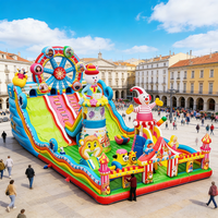Castillo Inflable para Niños con Tobogán y Temática de Noria para Parques de Diversiones