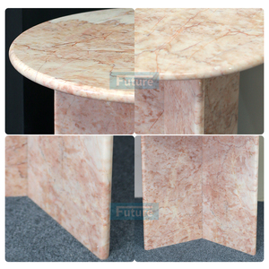 Mesa Auxiliar Moderna de Mármol Crema Rosa para Apartamento, Villa, Hotel, Sala de Estar, Dormitorio, Impermeable, 1 Año de Garantía - Product Image 5