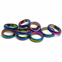 Bague bombée en hématite pour l'anxiété, l'équilibre du chakra Racine et la gestion des énergies négatives, bijou de bien-être pour le soulagement de la douleur, cadeau pour hommes et femmes
