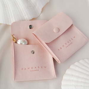 PandaSew Pochette à bijoux personnalisée avec logo, mini enveloppe, fermeture à bouton pression, pochette à bijoux en microfibre de luxe - Product Image 6