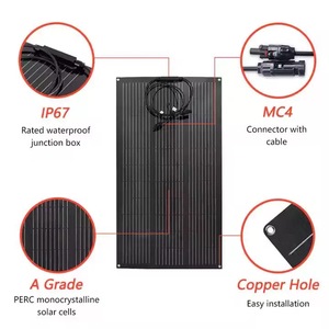 Panneau Solaire Photovoltaïque Flexible 100% 50W/100W Noir Monocristallin 22,5% d'Efficacité 1000x600mm Taille Cellule 125mmx125mm pour <span class=keywords><strong>Camping</strong></span>-<span class=keywords><strong>car</strong></span> - Product Image 3
