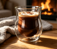 Gobelets en verre borosilicate haute qualité, design unique et personnalisé, à double paroi, pour expresso, latte, thé glacé