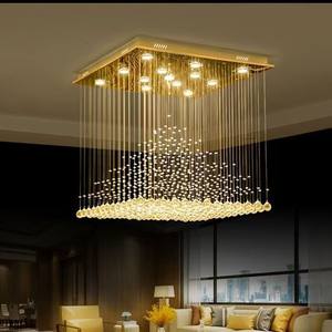 Lustre en cristal rectangulaire moderne et simple, lampe de salon, salle à manger, hôtel, restaurant, pyramide - Product Image 2