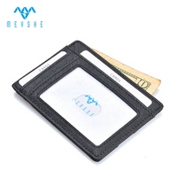 Dompet Kartu Kulit Asli Tipis Anti RFID dengan Pola Embos Tanpa Penutup untuk Kartu Kredit & Identitas